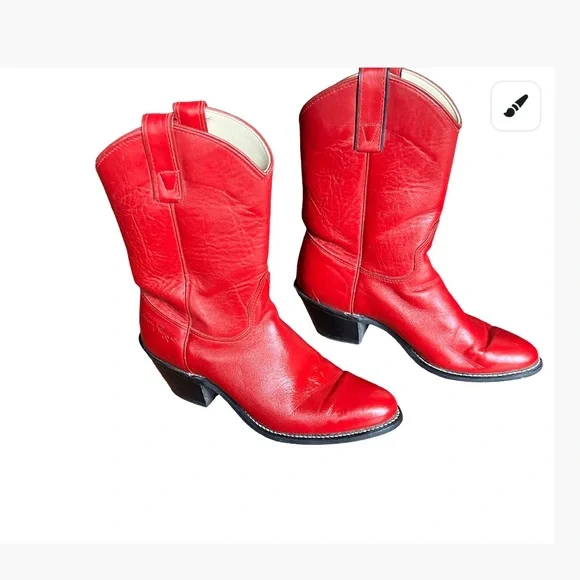 Vintage Kenny Rogers Red Leather Cowboy Western Boots size 6M! - Picture 3 of 12